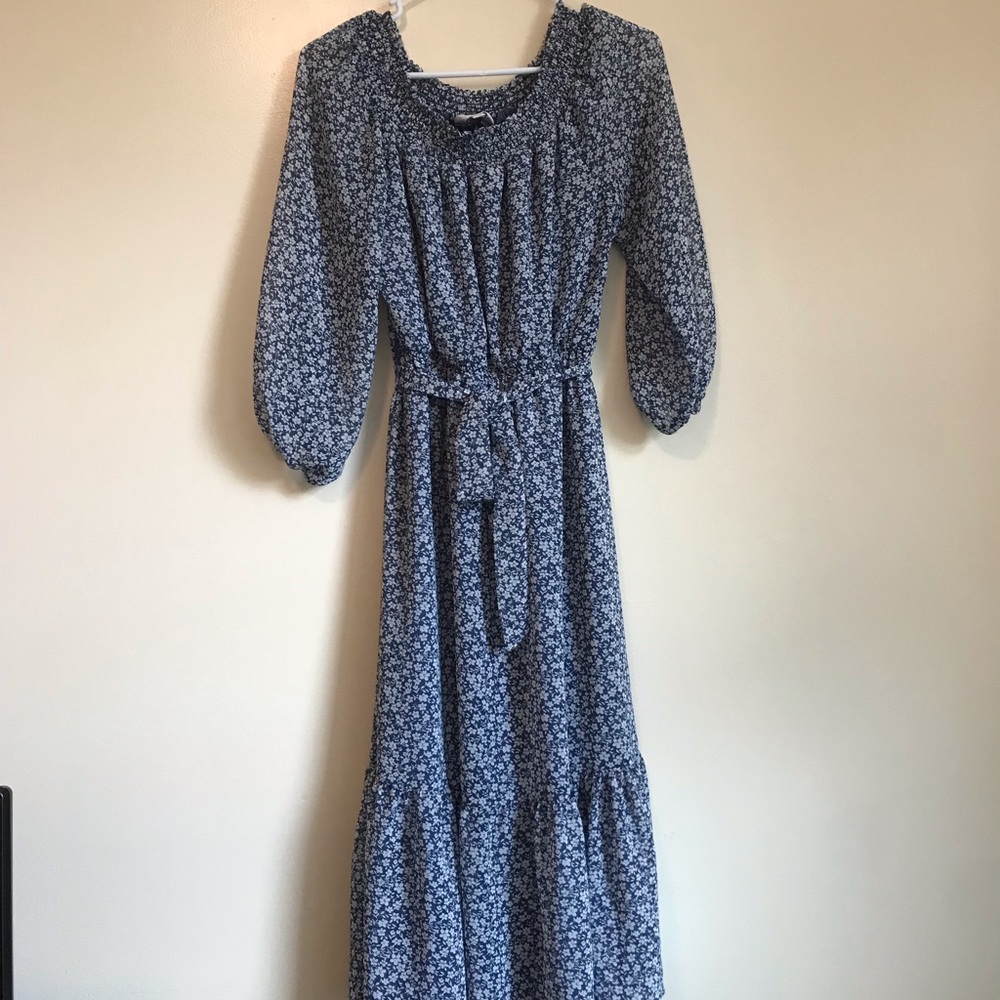 LC Lauren Conrad blue and white floral long dress